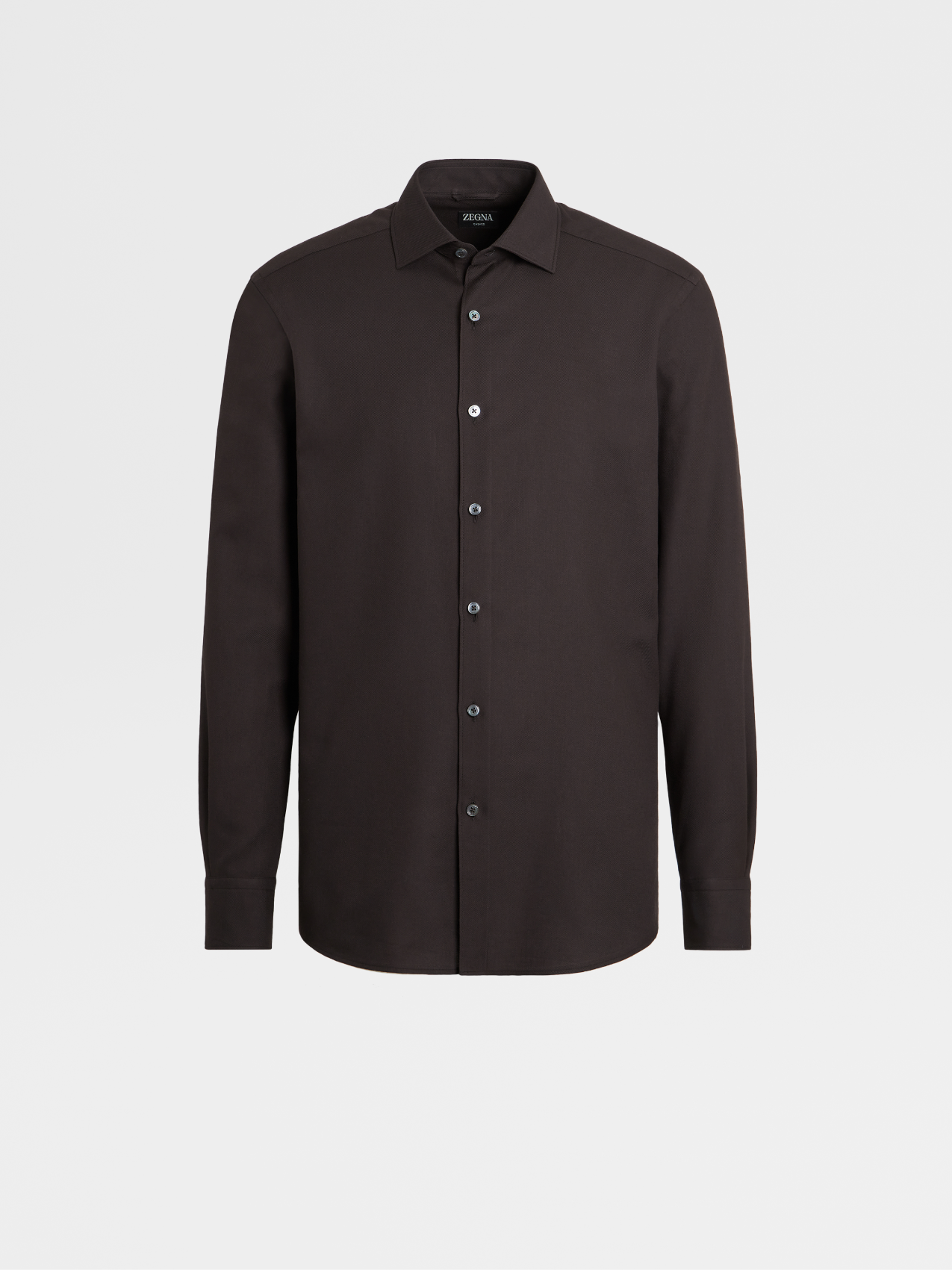 Camicia a Maniche Lunghe in Cashco Marrone Scuro
